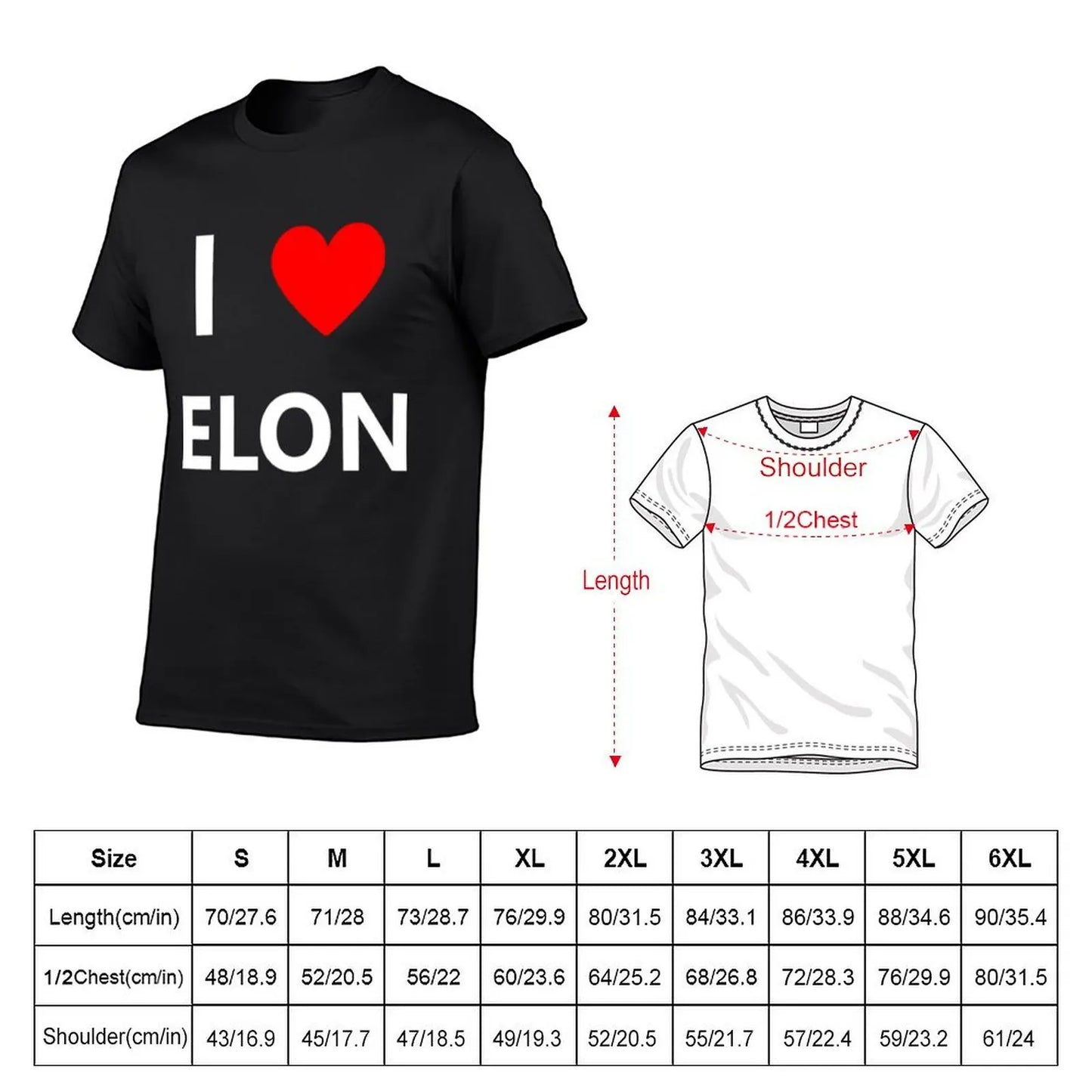 T-shirt « I Love ELon » Elon Musk (multi choix)