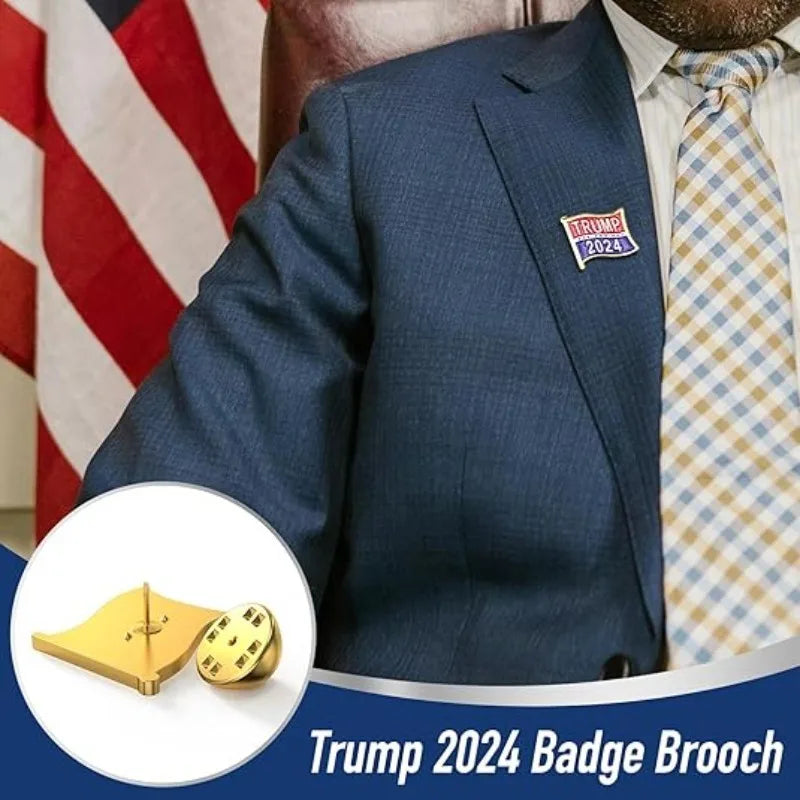 Pin’s Trump 2024 couleur or, bleu et rouge