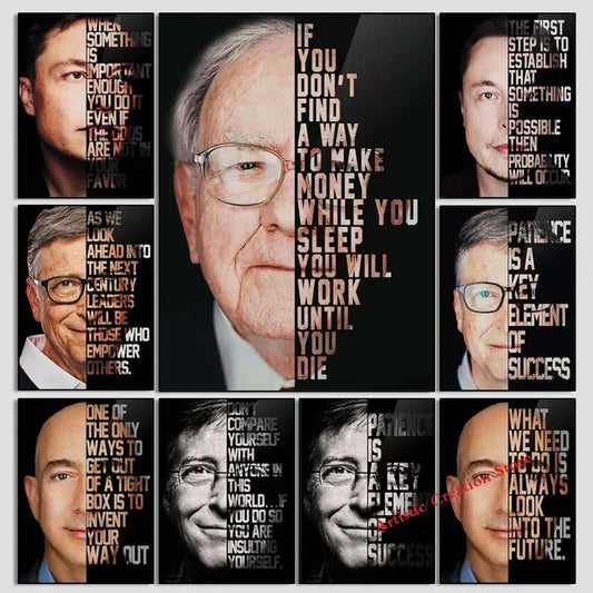 Warren Buffett citations de motivation film Elon Musk citations célèbres toile peinture affiche impression photos salon décor à la maison