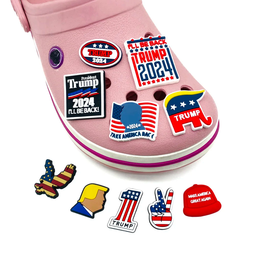 Breloques de chaussures Donald Trump pour sabots, sandales, décoration, accessoires de chaussures, élections présidentielles américaines