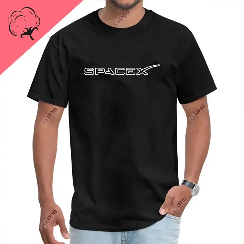 Space X Logo 100% coton T-shirts SpaceX Starship plan Punk Mars Bfr fusée graphique T-shirts Elon Musk ingénieur hommes T-shirt