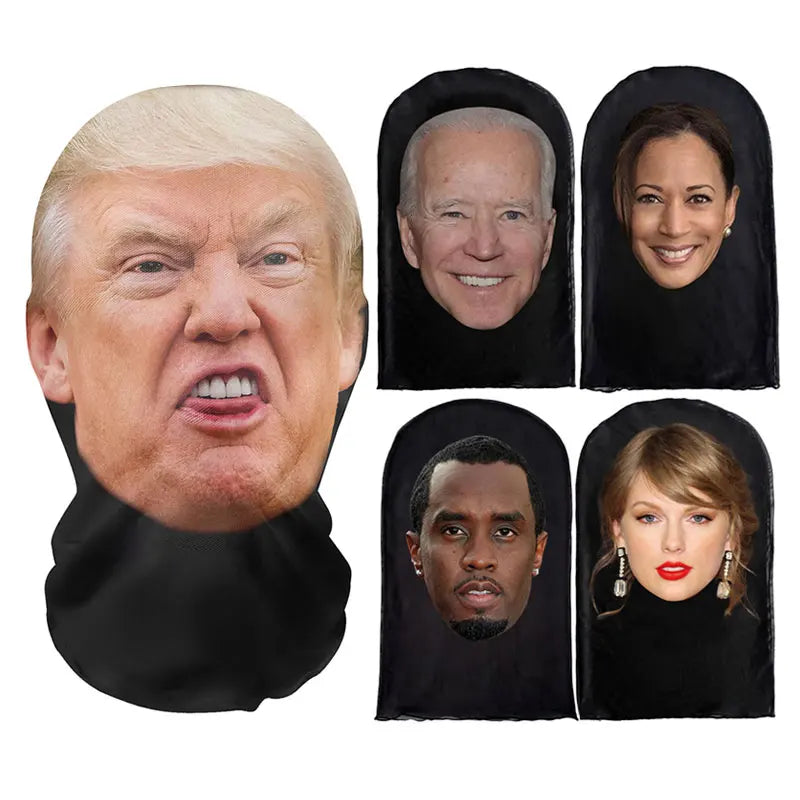 Cagoule / masque amusant avec tête de Donald Trump, Joe Biden, Kamala Harris, Kanye West