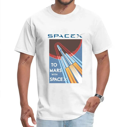 SpaceX-T-shirt pour Homme et Femme, Grain Bfr Rocket, Harajuku Punk Space X Logo Elon Musk AtlanGraphic, Y2k Starship Blueprint