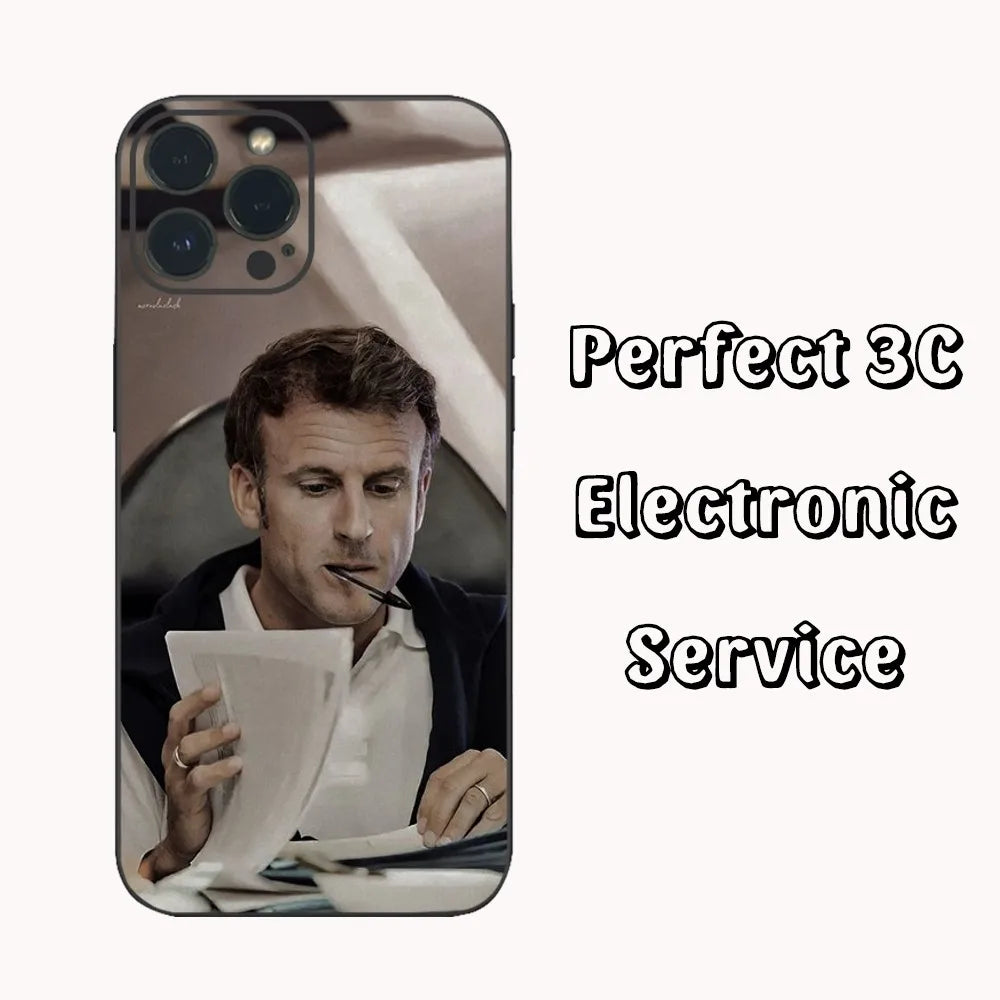 Coque de téléphone Emmanuel Macron pour iPhone, 16, 15, 14, 13, 12 Mini, 11 Pro, XS Max, X, Poly, SE5, 6, 7, 8 Plus (multi choix)