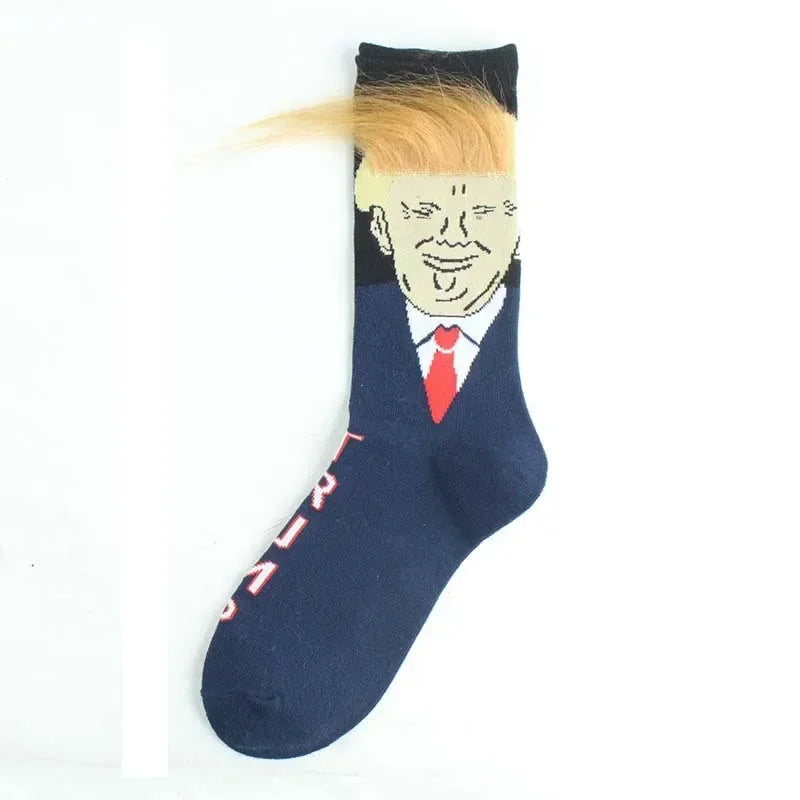 Paire de chaussettes amusantes Trump avec frange (multi choix)