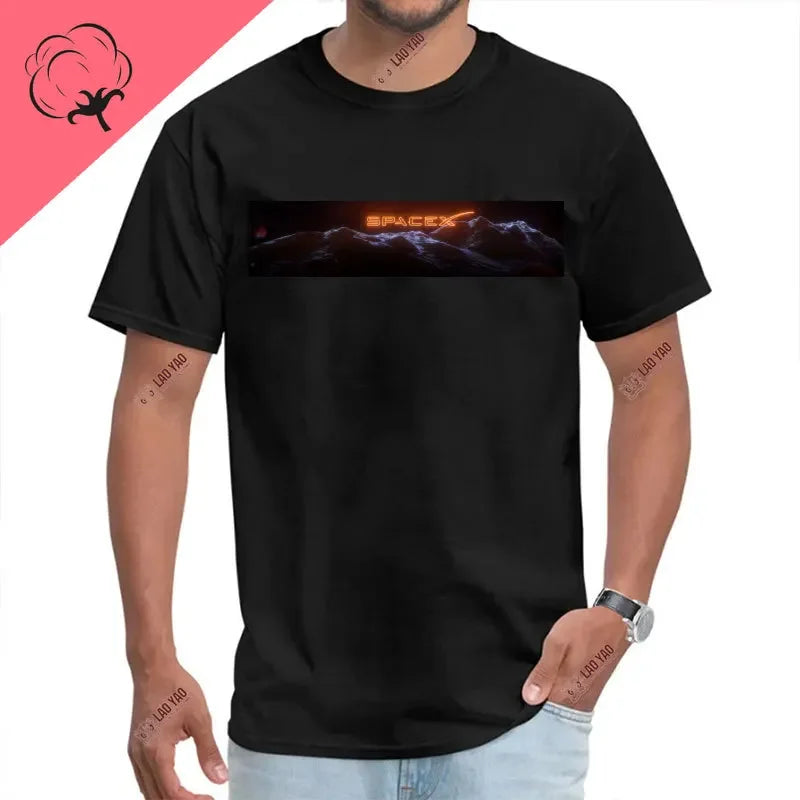 Space X Logo 100% coton T-shirts SpaceX Starship plan Punk Mars Bfr fusée graphique T-shirts Elon Musk ingénieur hommes T-shirt