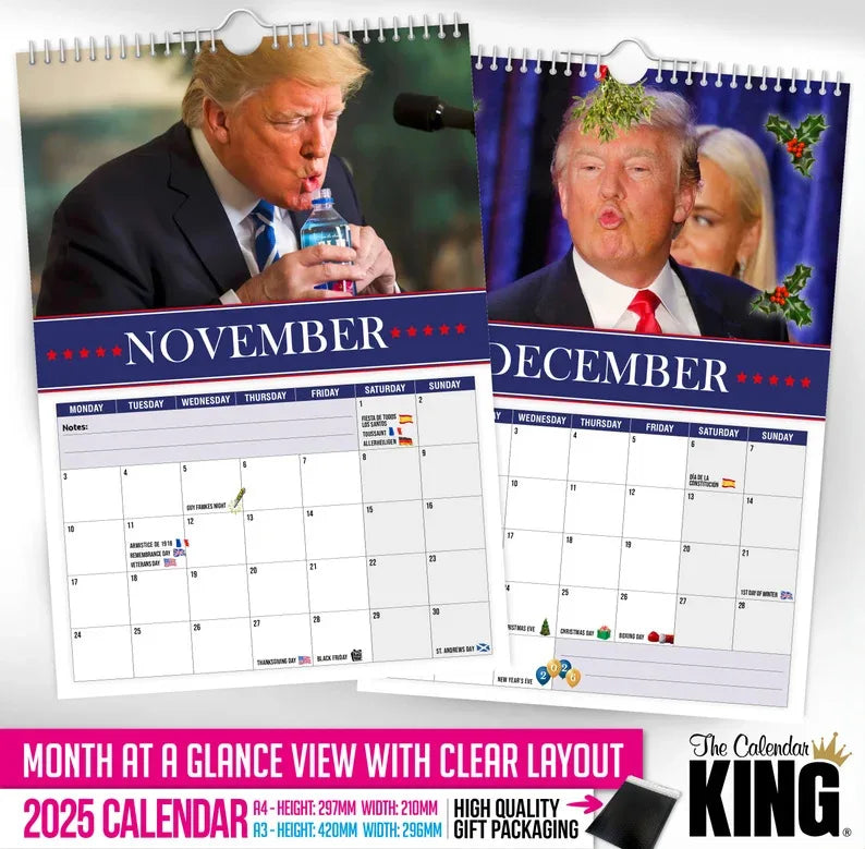 Calendrier mural 2025 drole de Donald Trump