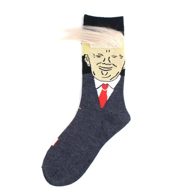 Paire de chaussettes amusantes Trump avec frange (multi choix)