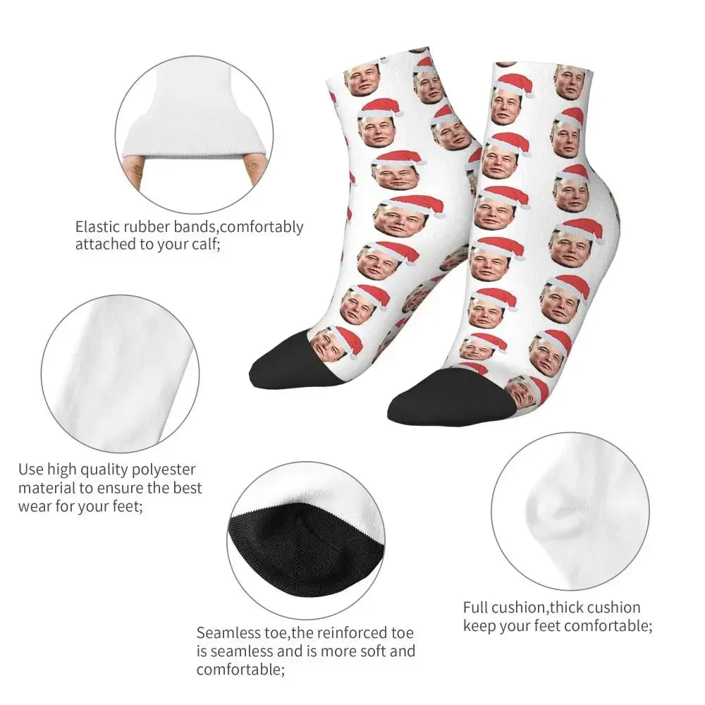 Chaussettes de musc Santa Elon toutes saisons, bas absorbant la sueur Harajuku, accessoires pour cadeaux unisexes