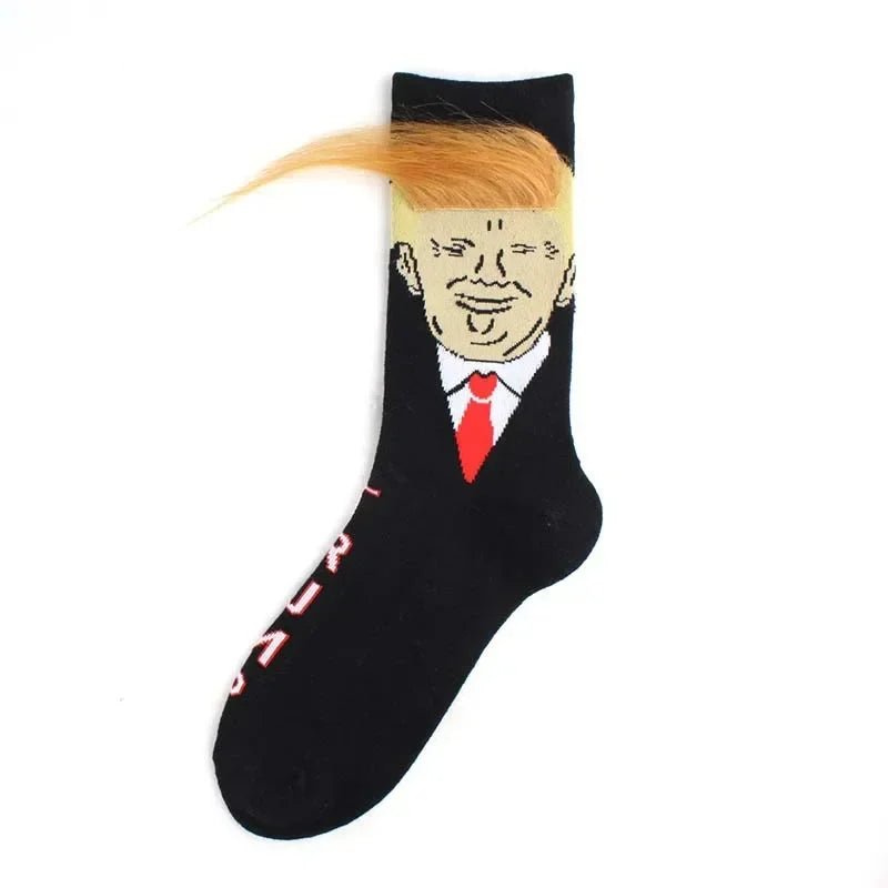 Paire de chaussettes amusantes Trump avec frange (multi choix)