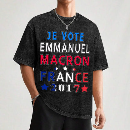 T-shirt amusant « Je Vote Emmanuel Macron » pour hommes et femmes