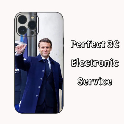 Coque de téléphone Emmanuel Macron pour iPhone, 16, 15, 14, 13, 12 Mini, 11 Pro, XS Max, X, Poly, SE5, 6, 7, 8 Plus (multi choix)