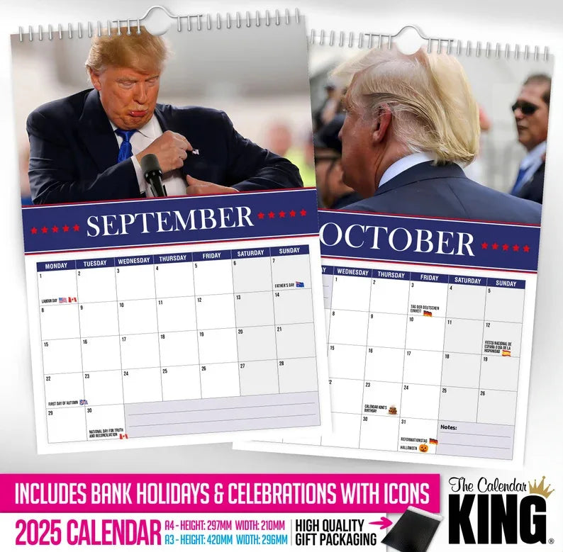 Calendrier mural 2025 drole de Donald Trump