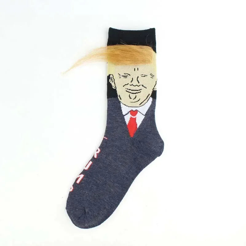 Paire de chaussettes amusantes Trump avec frange (multi choix)