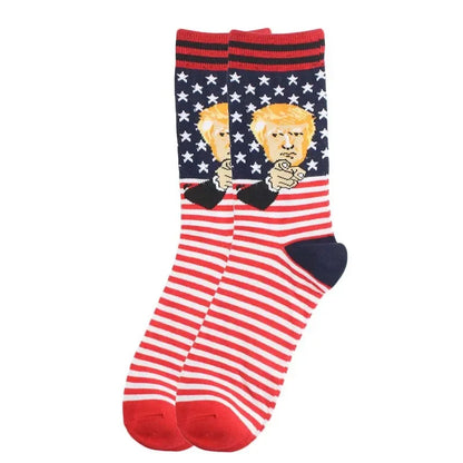 Paire de chaussettes amusantes Trump avec frange (multi choix)