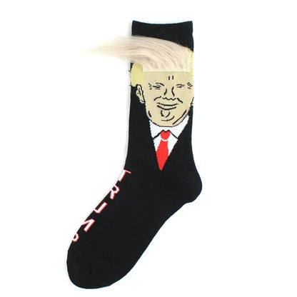 Paire de chaussettes amusantes Trump avec frange (multi choix)