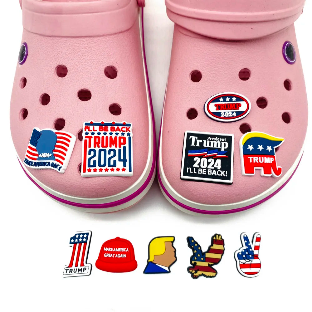 Breloques de chaussures Donald Trump pour sabots, sandales, décoration, accessoires de chaussures, élections présidentielles américaines